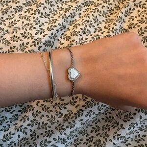 Michael Kors Silver Heart Charm Bracelet with Pavé Accent
